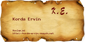 Korda Ervin névjegykártya